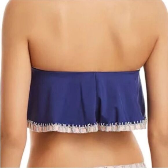 Pilyq Platinum NWT Crochet Trim Flutter Bikini Top in Navy and Pink Size Small - Picture 2 of 3